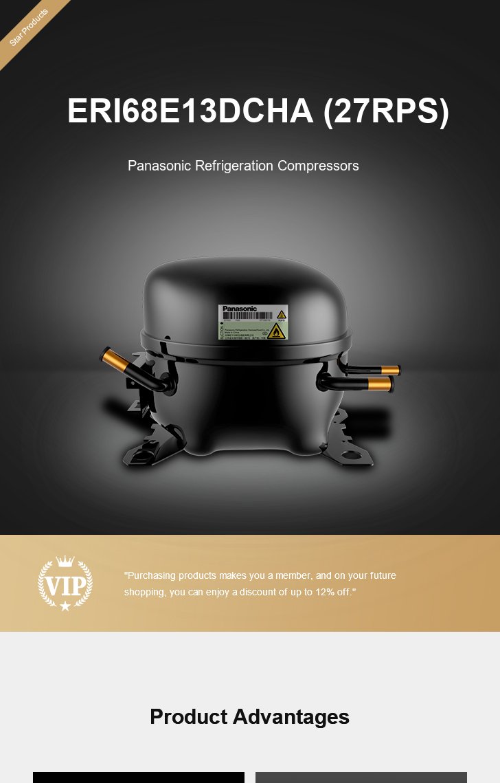 Panasonic Compressor ERI68E13DCHA (27RPS), technical parameters pdf, structure diagram